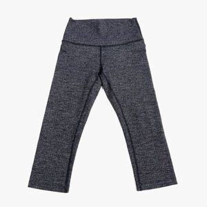 LULULEMON Wunder Under Crop Herringbone Black Athleisure Fitness Travel Womens 4